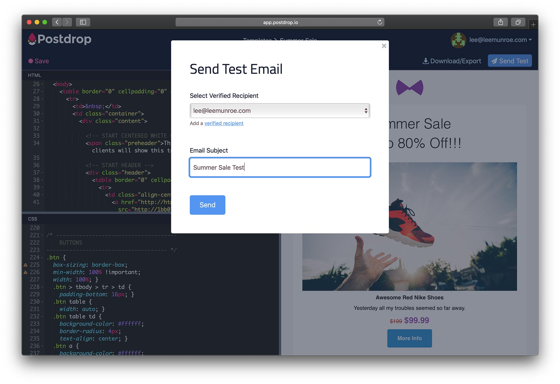 how to send an html email with images