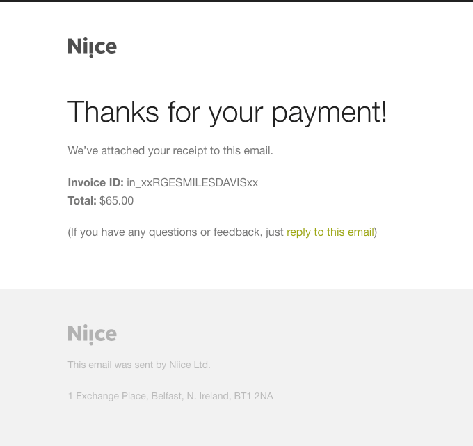 Niice receipt