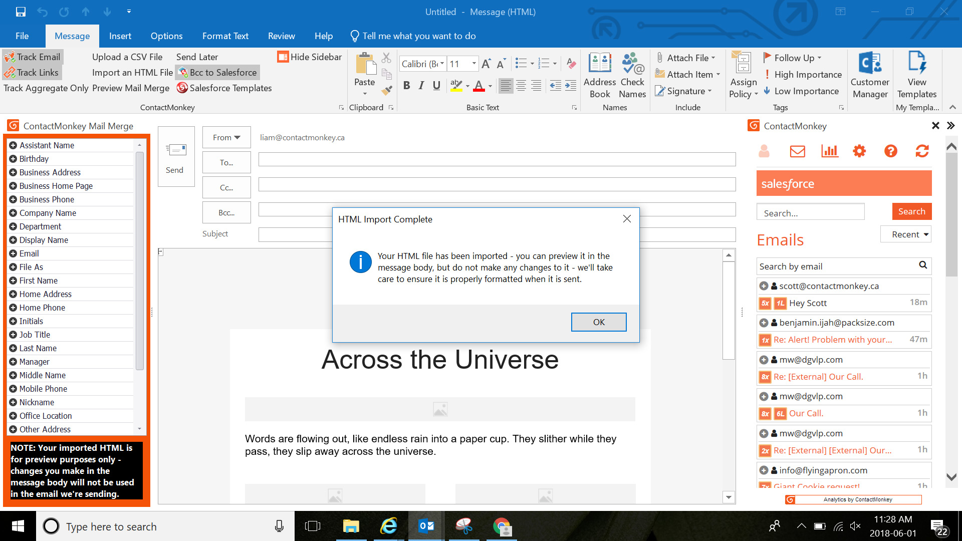 How To Send HTML Emails In Outlook Office 365 with ContactMonkey