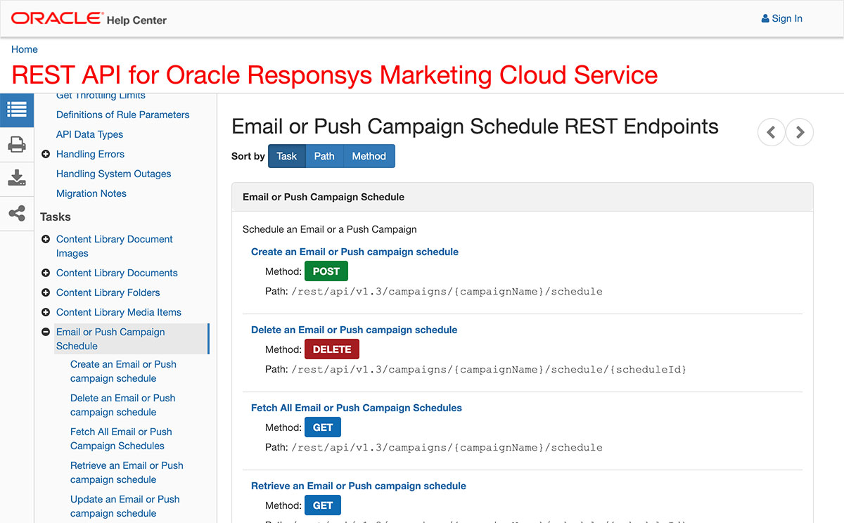 Oracle Responsys API Documentation