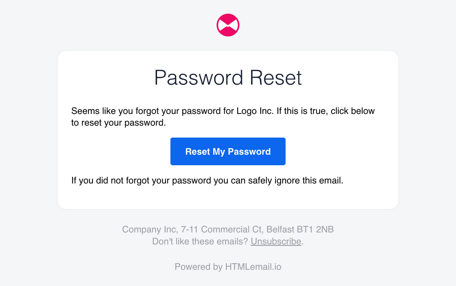 Responsive Forgot Password Reset Email Template desktop preview