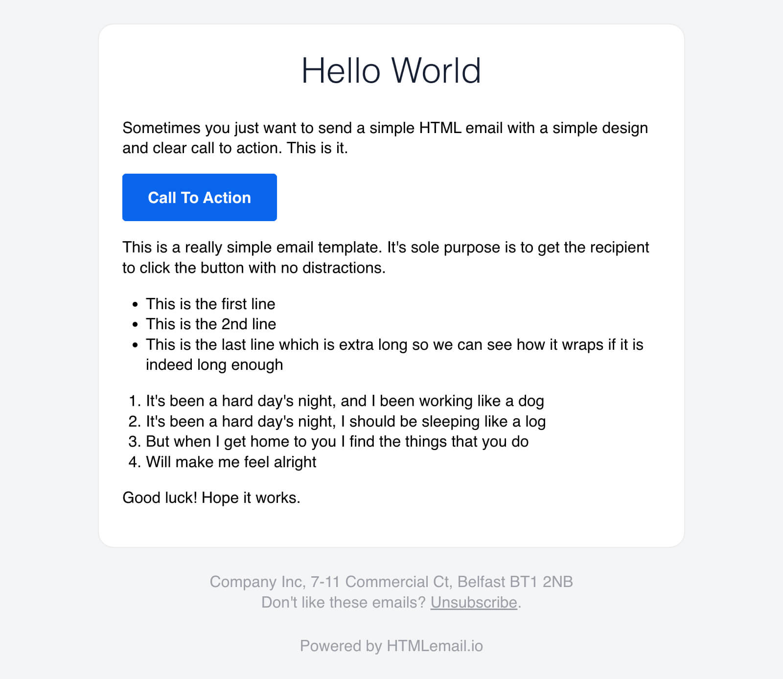 Responsive Plain Text Email Template desktop preview