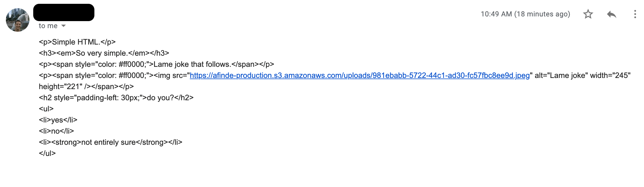 gmail send raw html