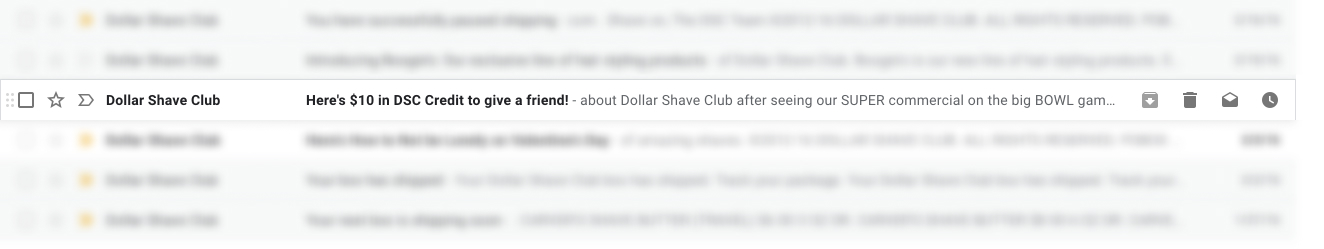 Dollar Shave Club email subject line